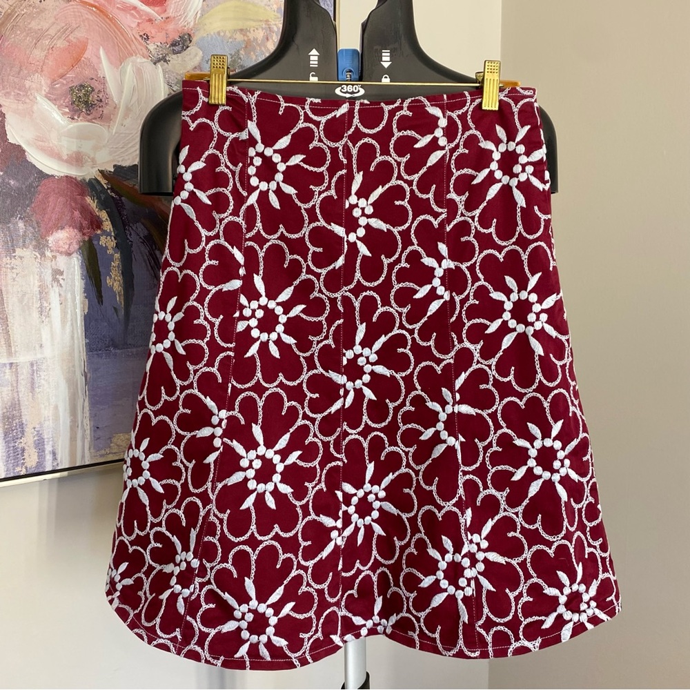 Ruth Anthropologie Oxblood Dark Red Flared Full Lined Skirt Sz 10 Women (READ)